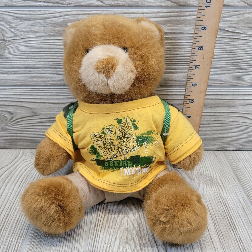 Build A Bear Plush Teddy Bear Brown Yellow Beware I May Bite Eagle Backpack 1997